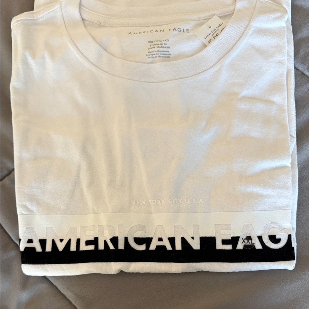 American Eagle Outfitters White Tee with Black Accents